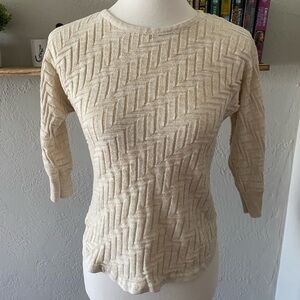 Dana Buchman Coastal Cottage Clean Girl Minimalist Cream Sparkle Texture 3/4 Top